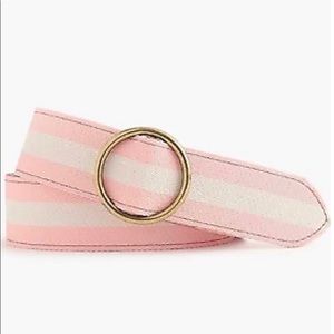 J. Crew Reversible Leather Canvas Belt Pink Stripe